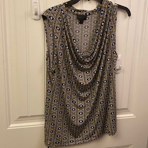 E708 Worthington Women’s Size XL Sleeveless Black, Wh & Yellow in EUC